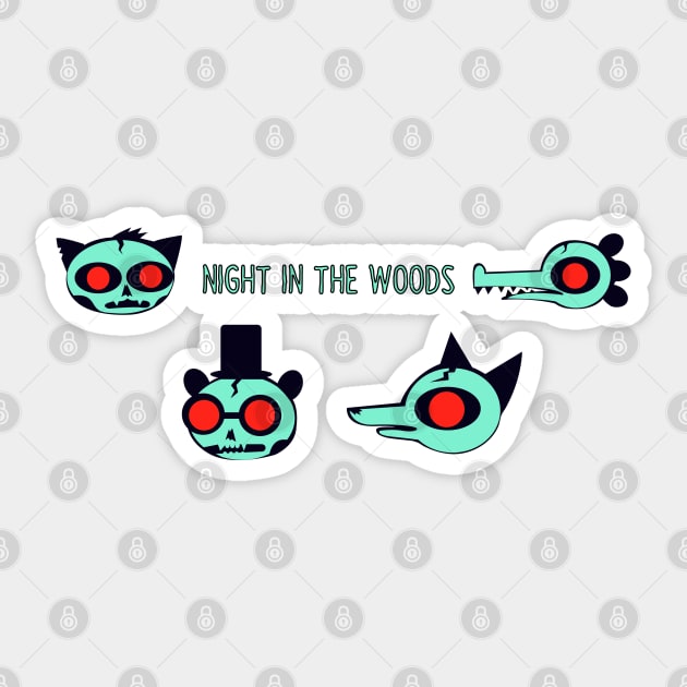 Night in the wood Skulls Sticker by MigiDesu